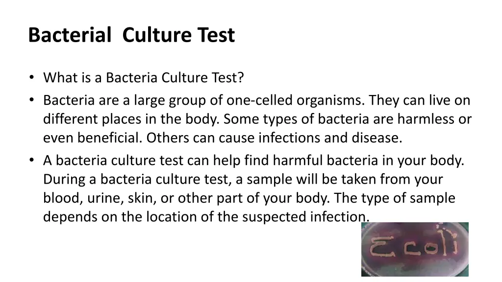 bacterial culture test