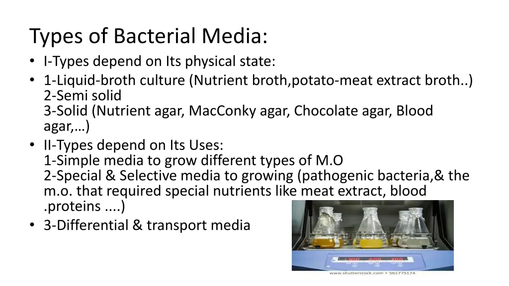 types of bacterial media i types depend