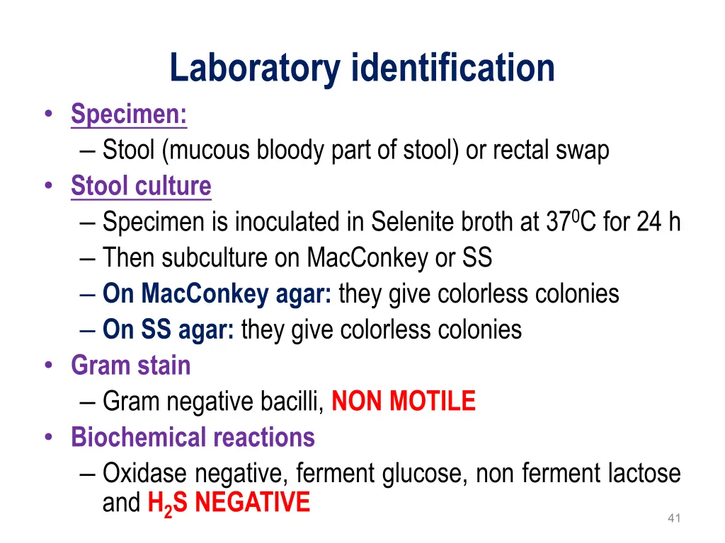 laboratory identification specimen stool mucous