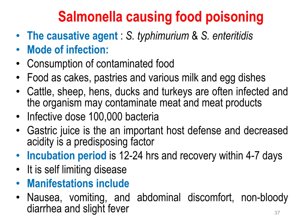 salmonella causing food poisoning the causative