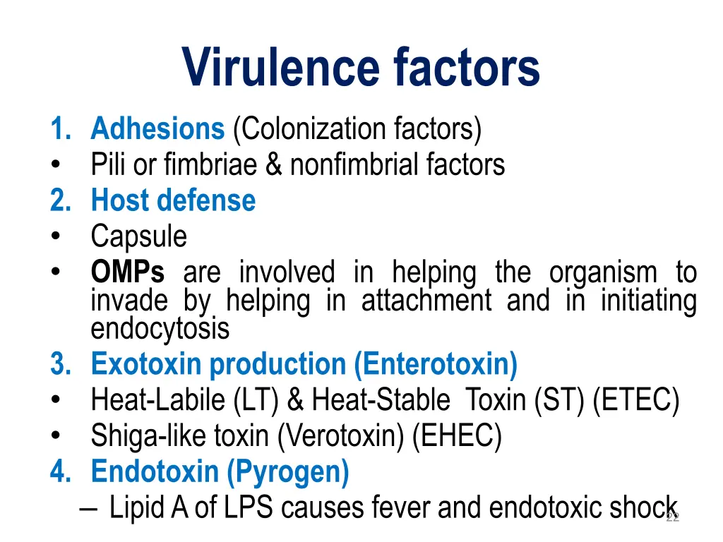 virulence factors 1 adhesions colonization