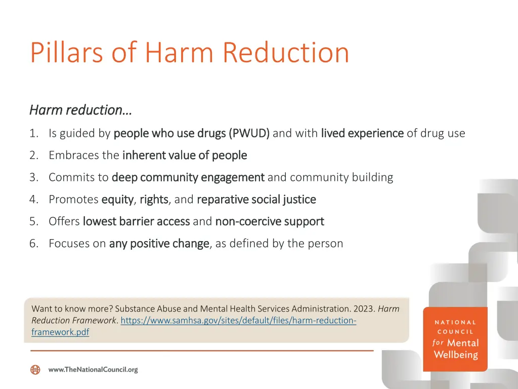 pillars of harm reduction