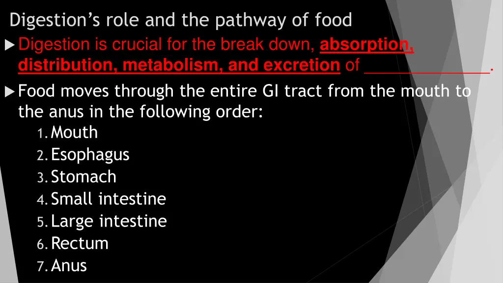 digestion s role and the pathway of food