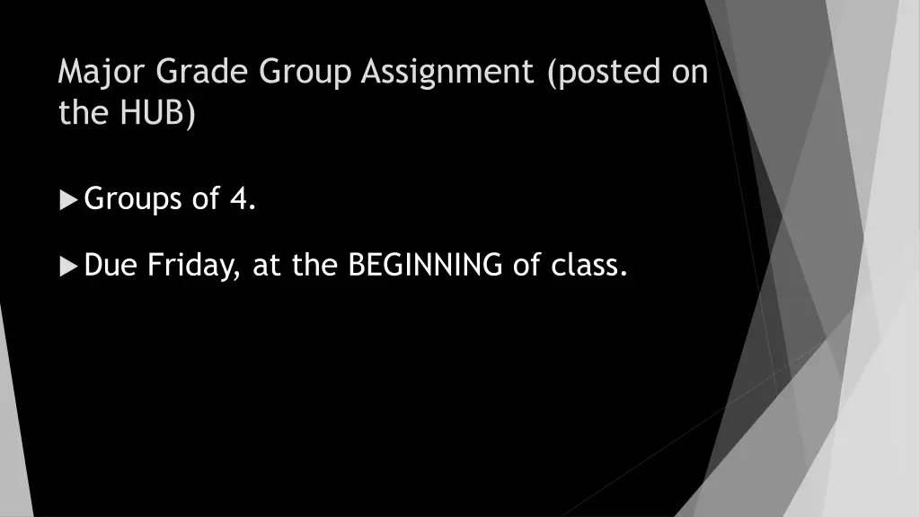 major grade group assignment posted on the hub