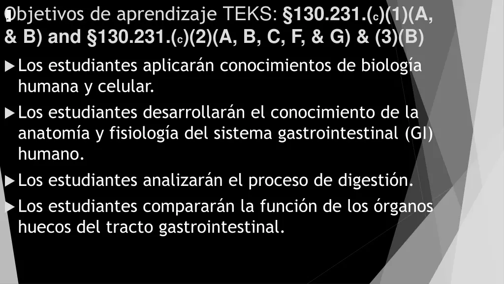 objetivos de aprendizaje teks