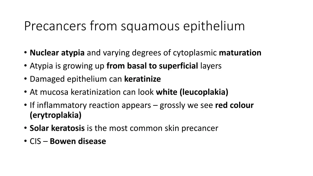 precancers from squamous epithelium