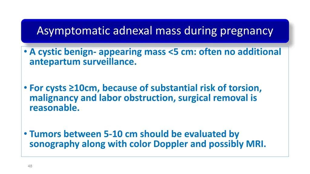 asymptomatic adnexal mass during pregnancy