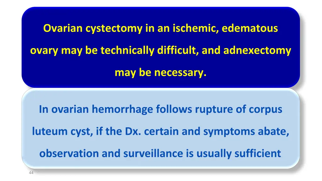 ovarian cystectomy in an ischemic edematous