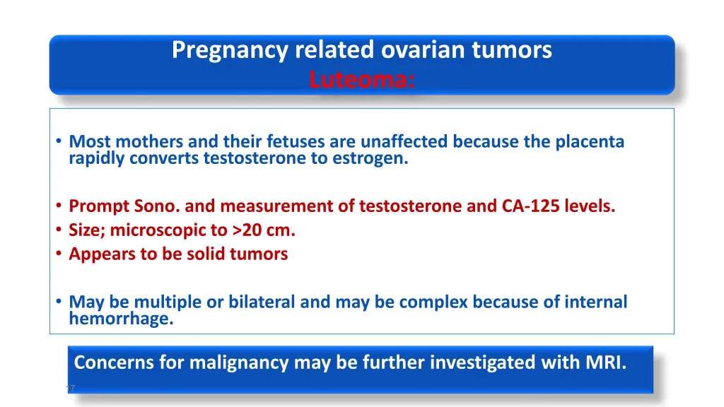 pregnancy related ovarian tumors luteoma
