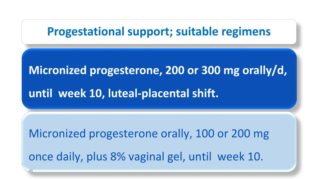 progestational support suitable regimens