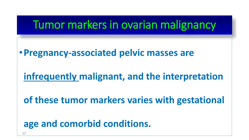 tumor markers in ovarian malignancy tumor markers