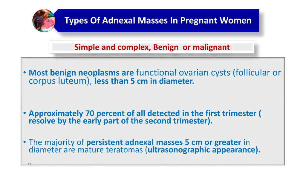 types of adnexal masses in pregnant women