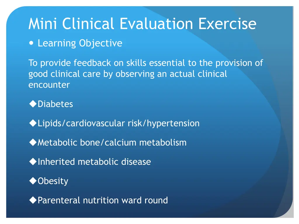 mini clinical evaluation exercise learning