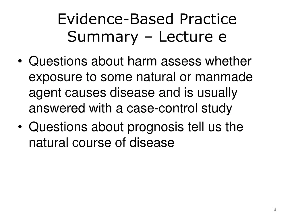 evidence based practice summary lecture e