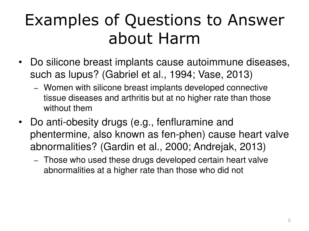 examples of questions to answer about harm