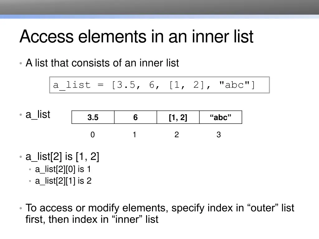 access elements in an inner list