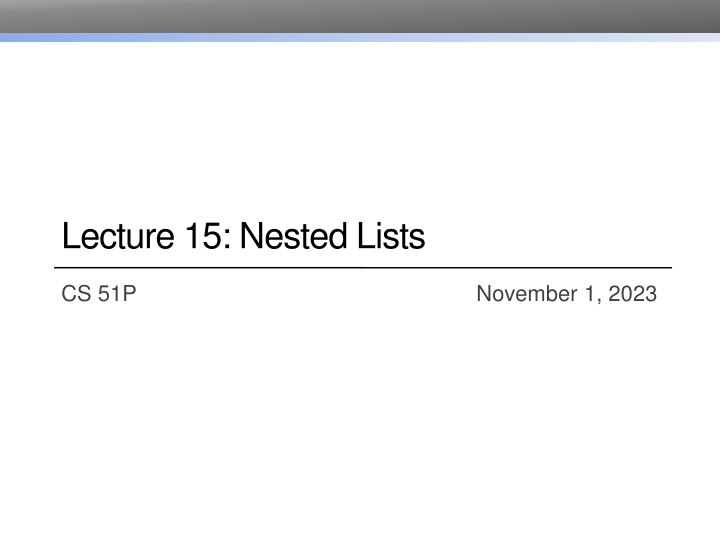 lecture 15 nested lists