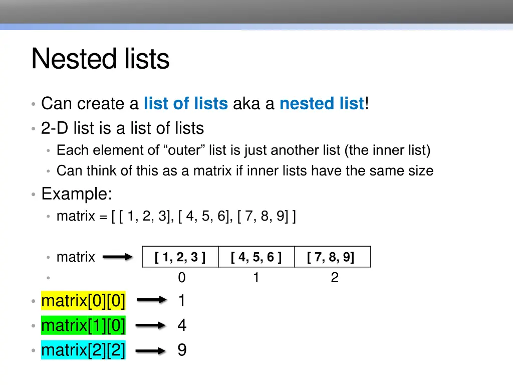 nested lists 1