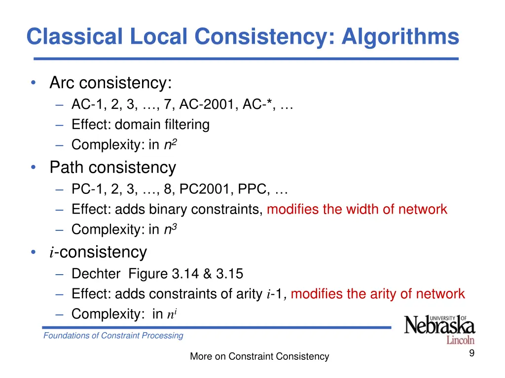 classical local consistency algorithms