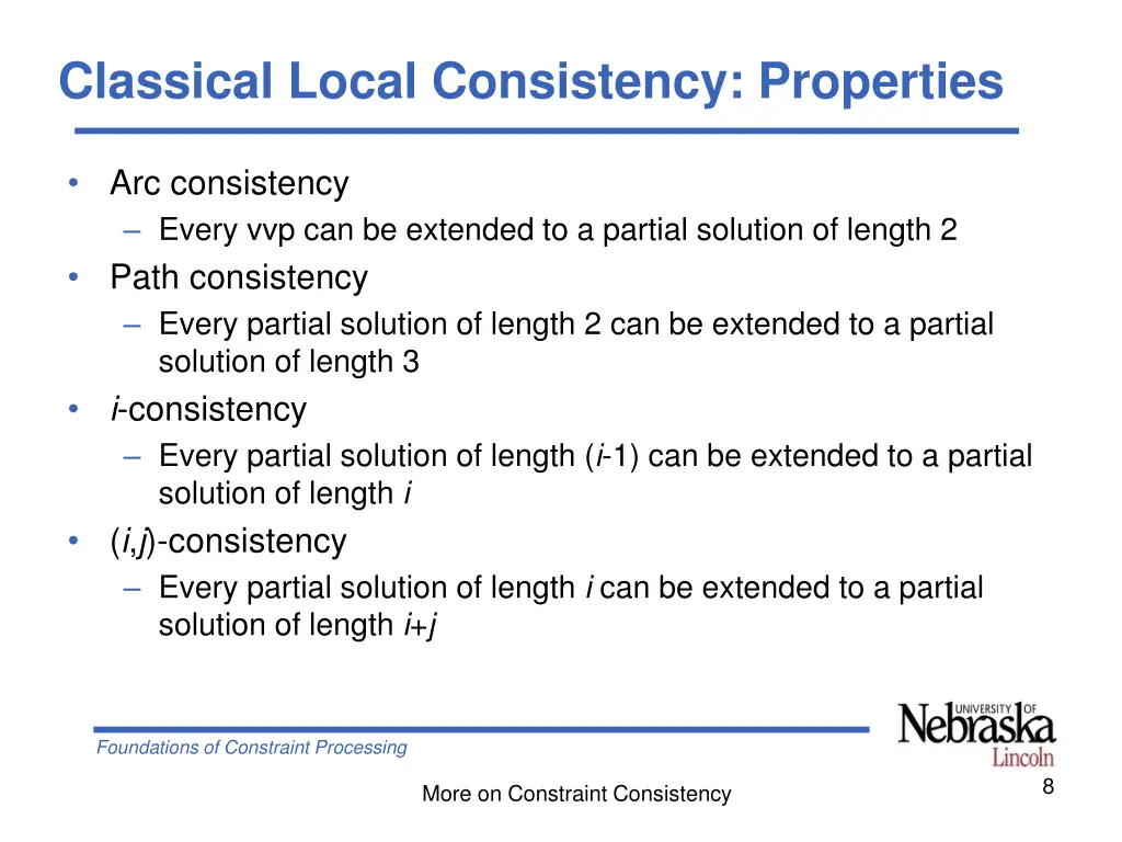 classical local consistency properties