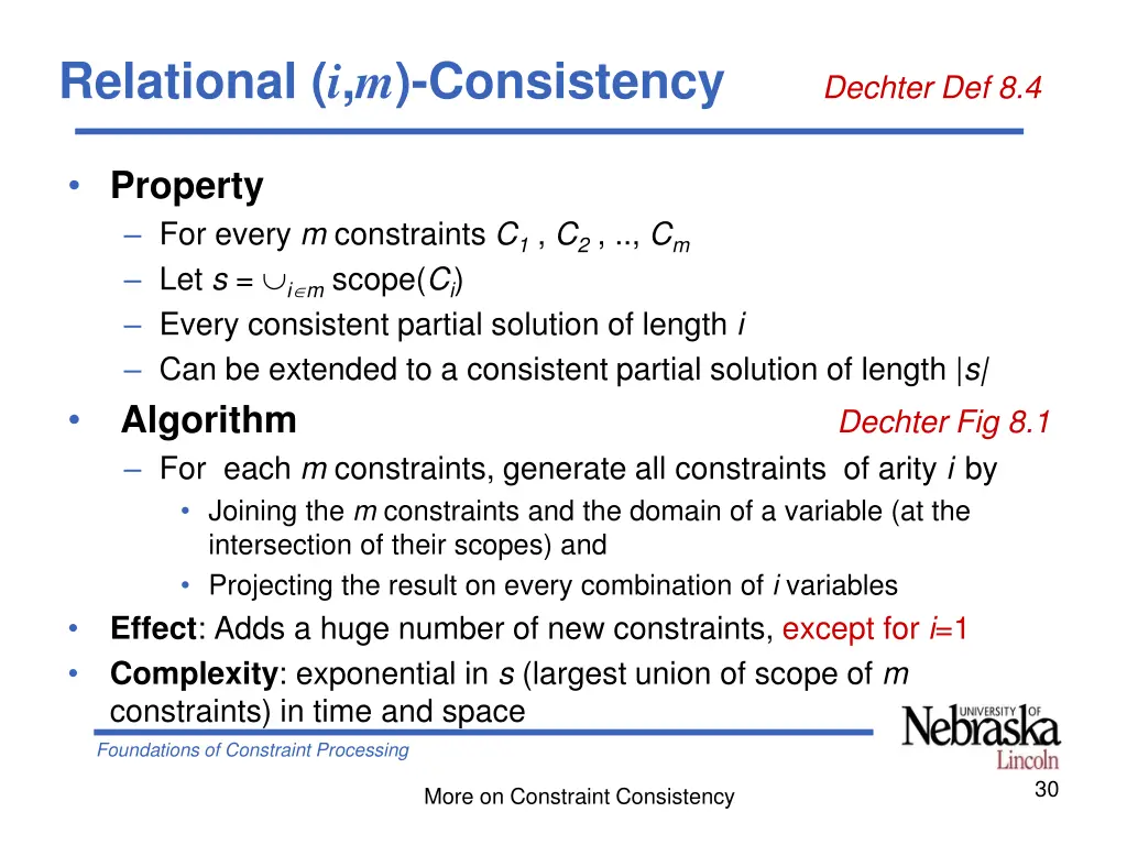relational i m consistency dechter def 8 4
