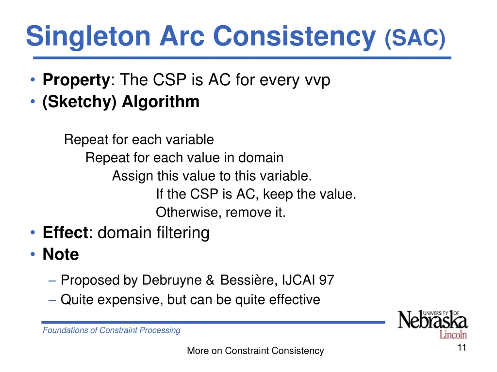 singleton arc consistency sac