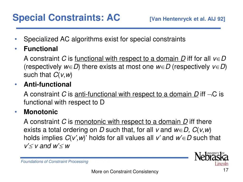 special constraints ac