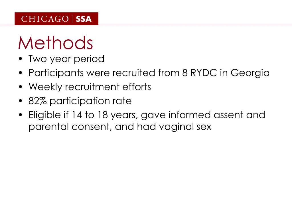 methods two year period participants were