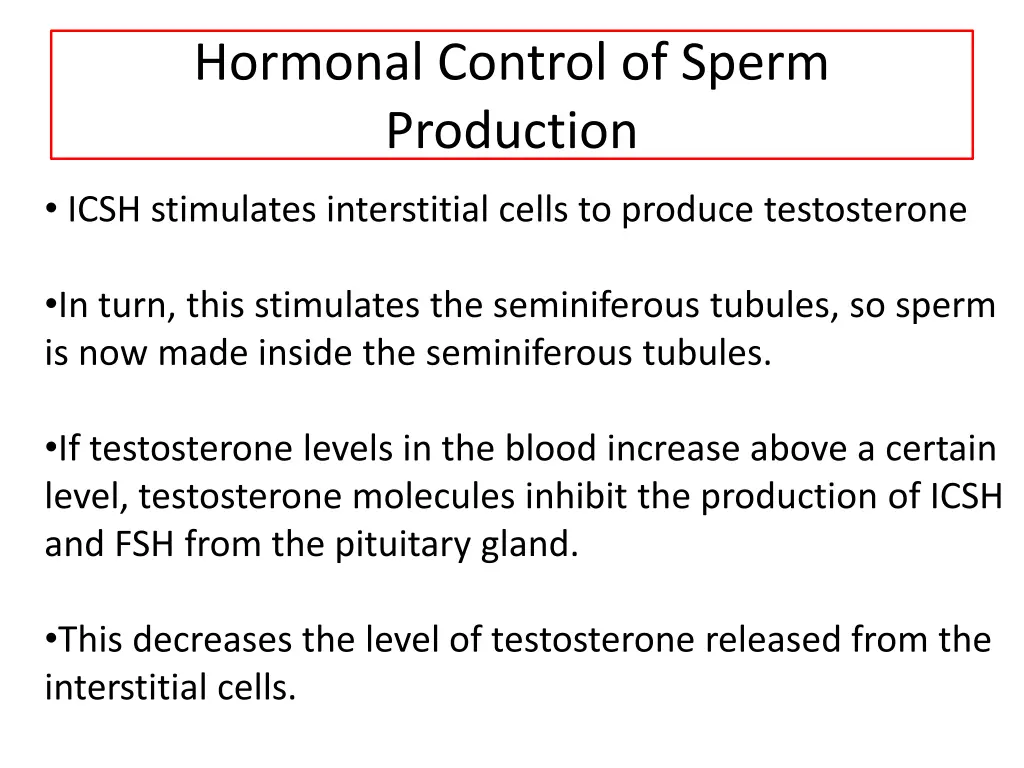 hormonal control of sperm production