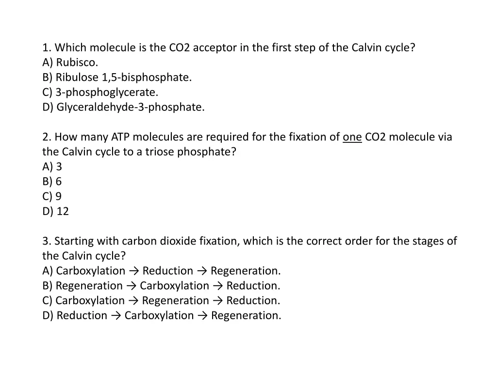 1 which molecule is the co2 acceptor in the first