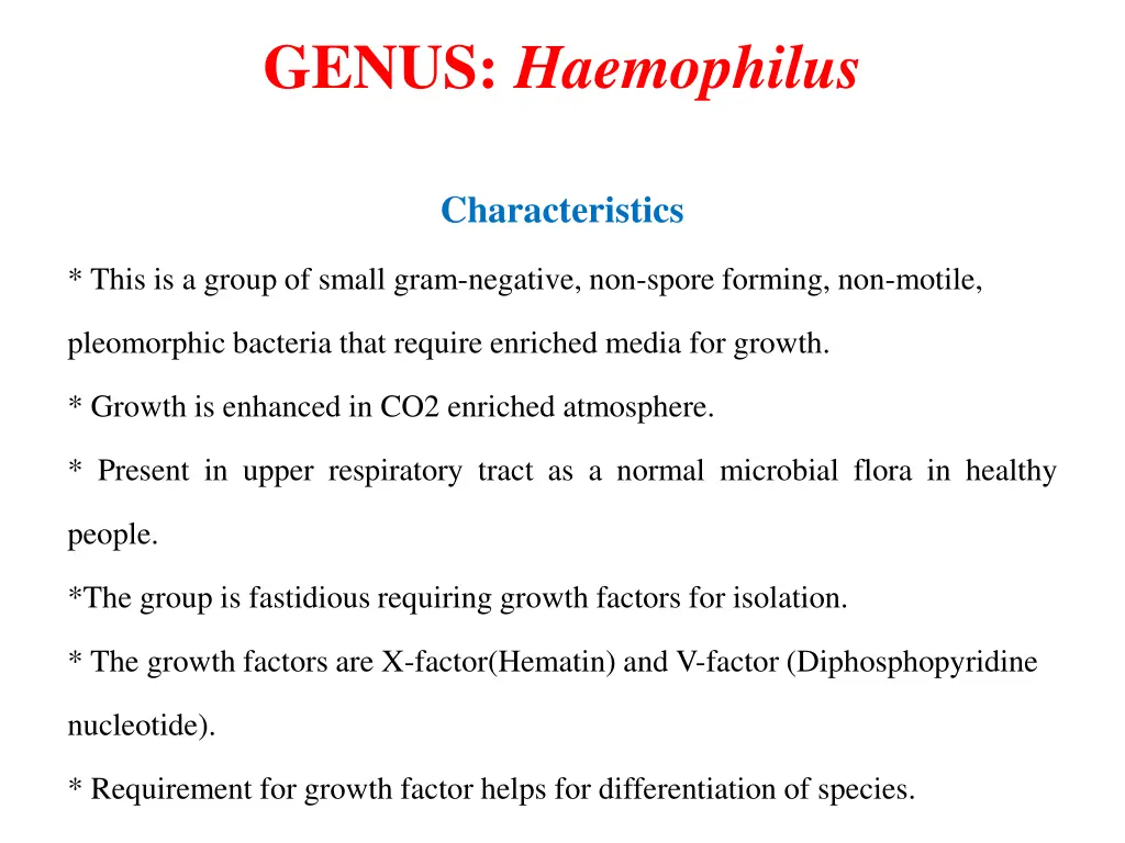 genus haemophilus