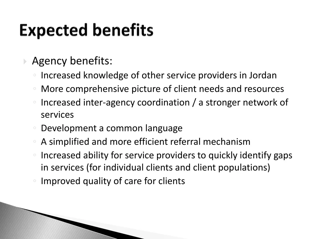 agency benefits increased knowledge of other