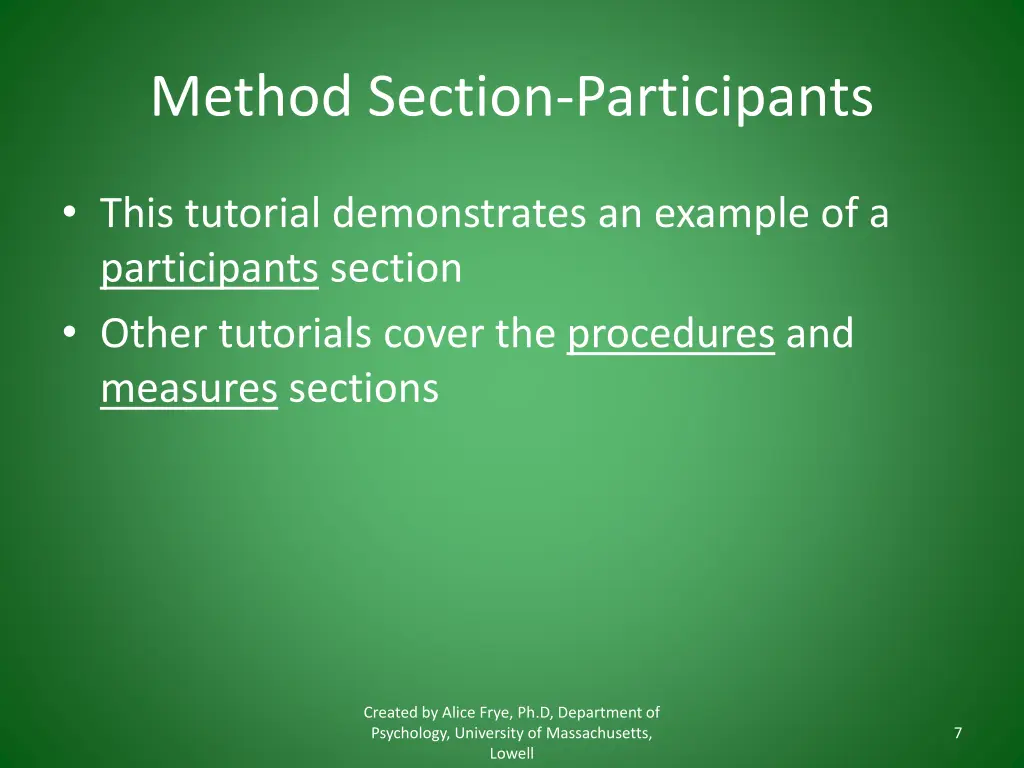 method section participants