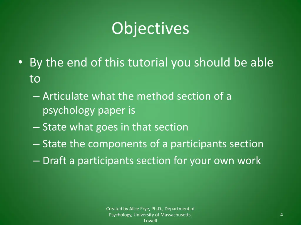 objectives