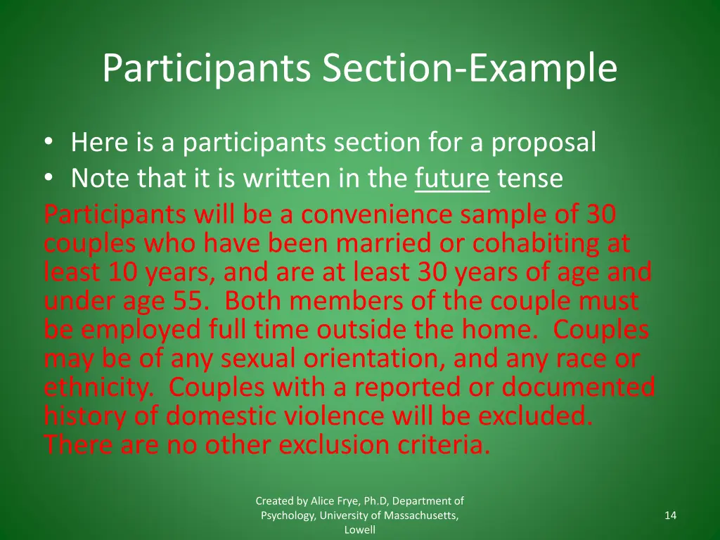 participants section example