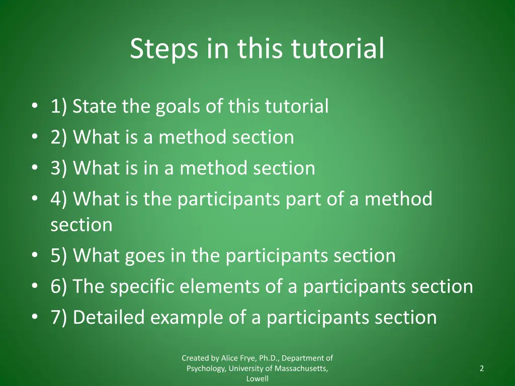 steps in this tutorial