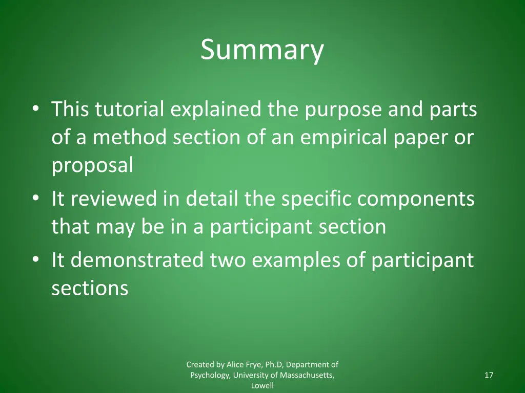 summary