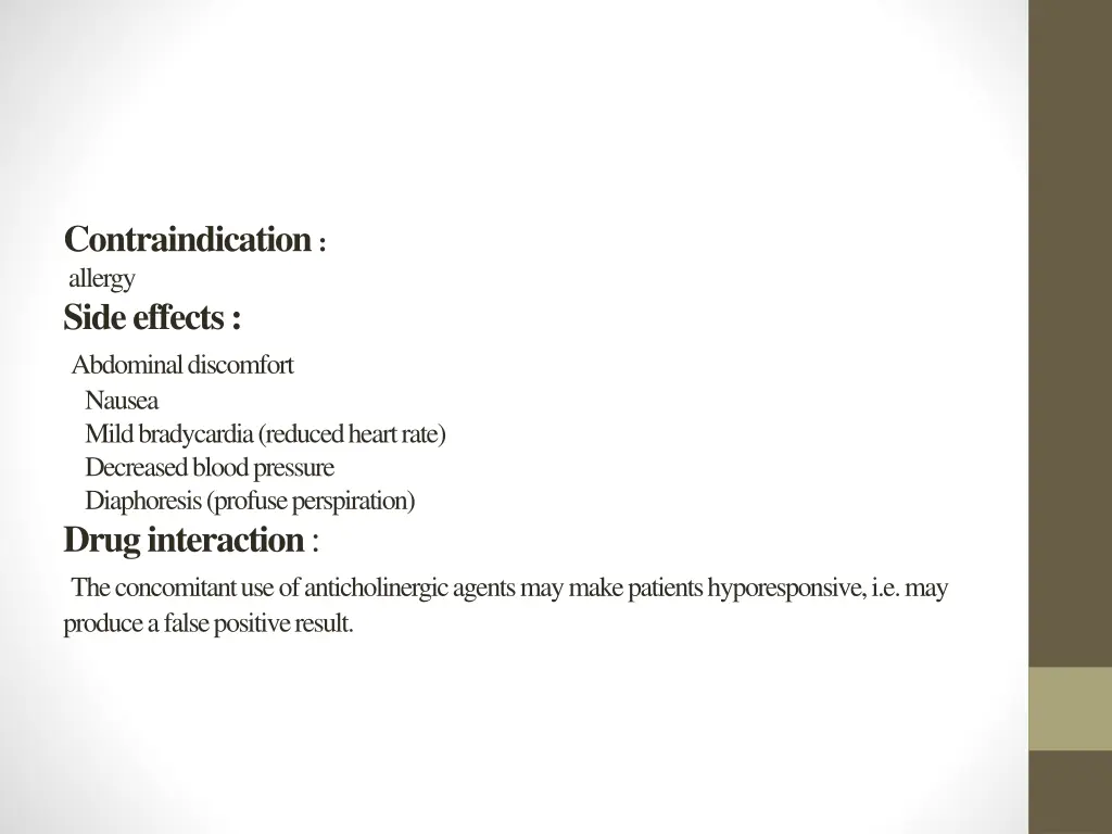 contraindication allergy side effects abdominal