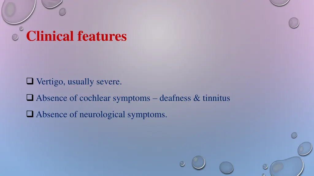 clinical features