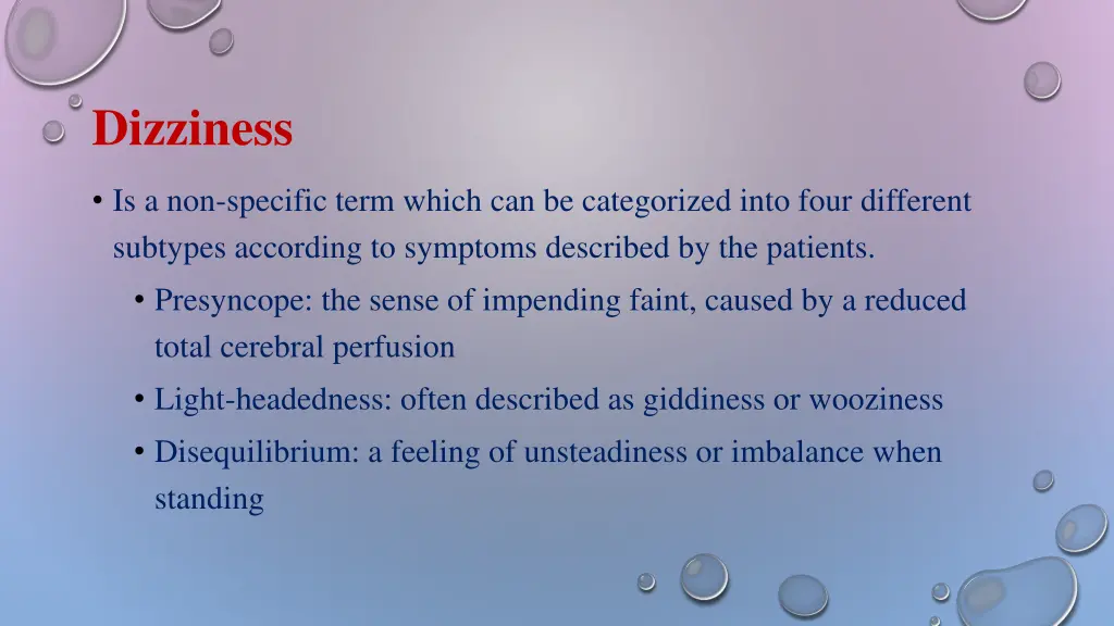 dizziness
