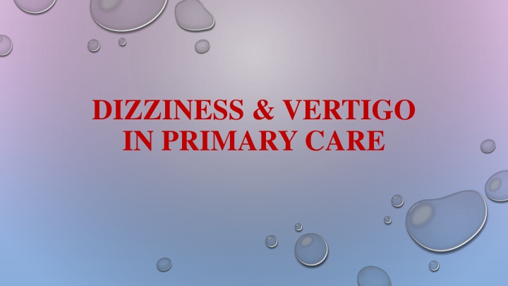 dizziness vertigo in primary care
