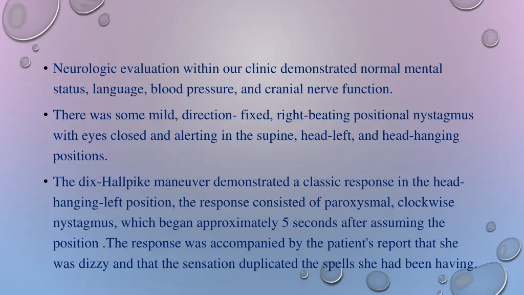 neurologic evaluation within our clinic