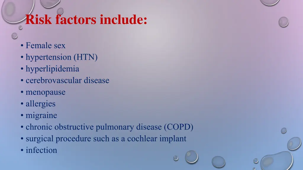 risk factors include