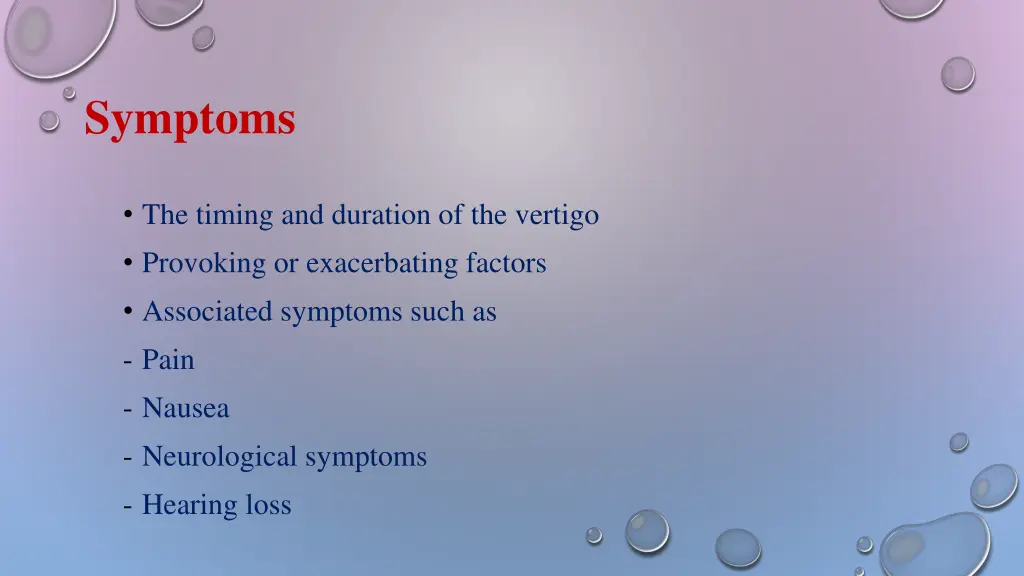 symptoms