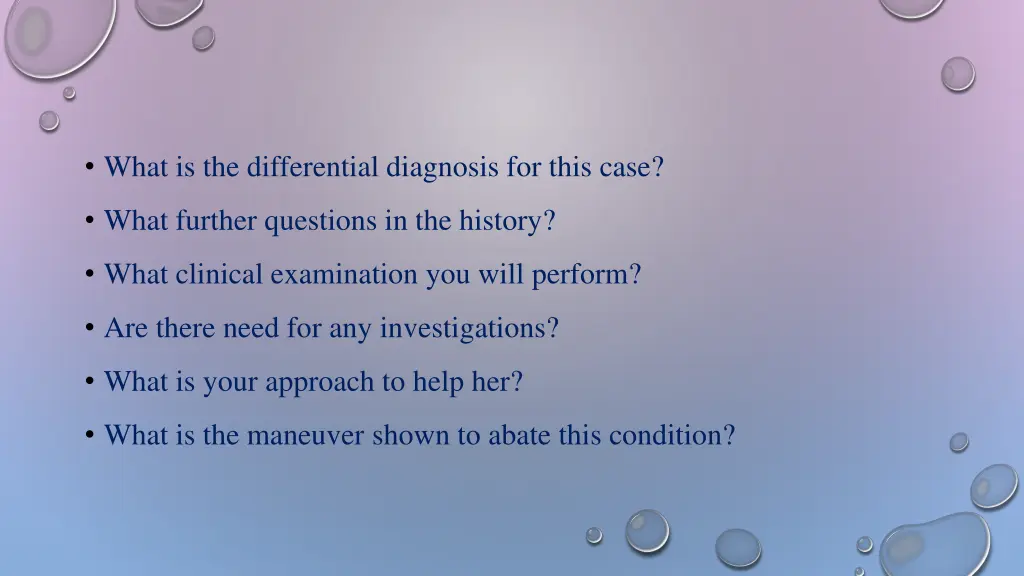what is the differential diagnosis for this case