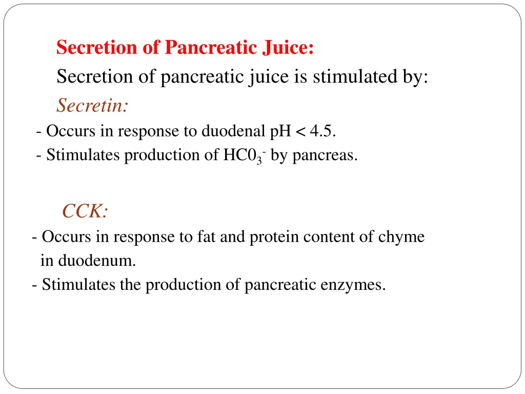 secretion of pancreatic juice secretion