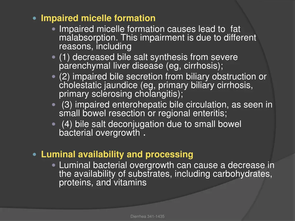impaired micelle formation impaired micelle