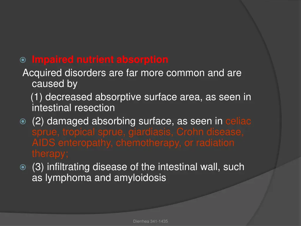 impaired nutrient absorption acquired disorders