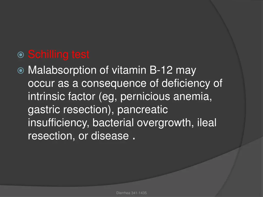 schilling test malabsorption of vitamin