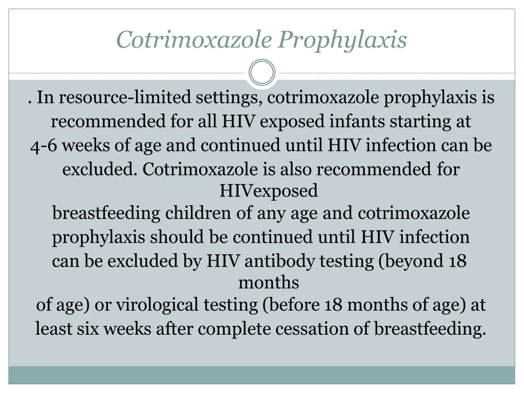 cotrimoxazole prophylaxis